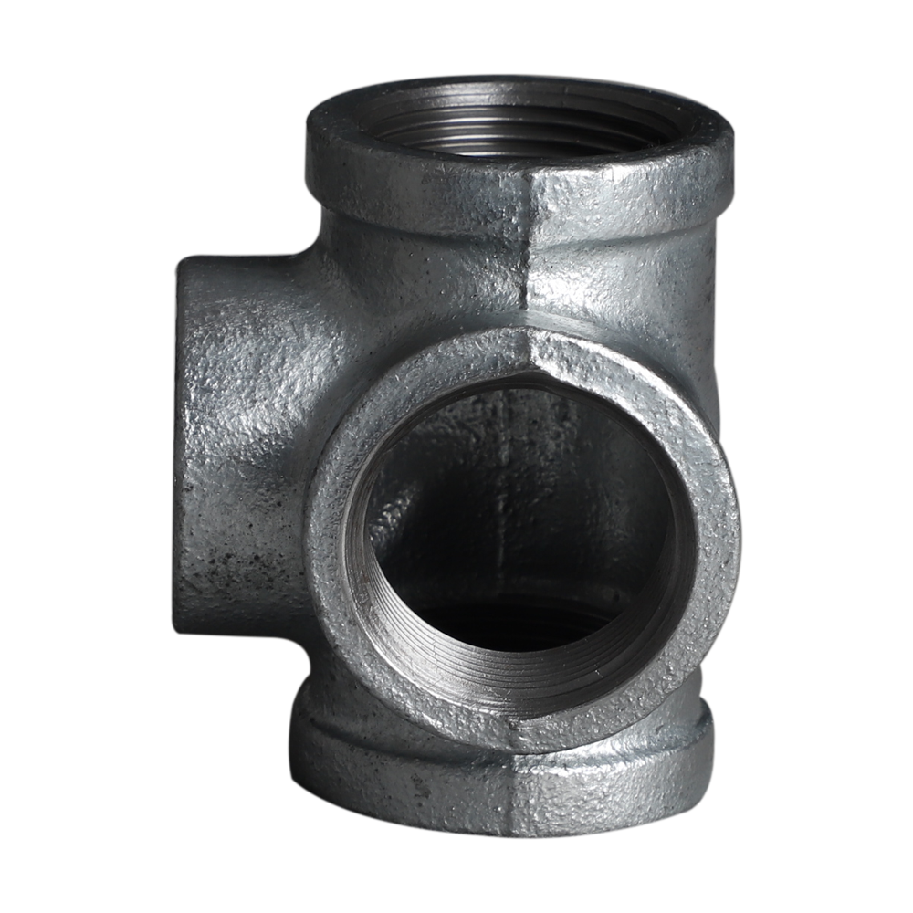 Square edge malleable cast iron four-way tee 1223