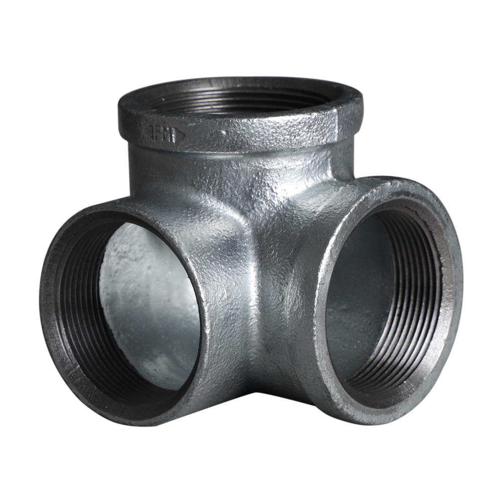Square edge malleable cast iron three-way elbow 1221