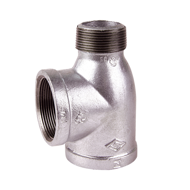 Square edge malleable cast iron tee 134R