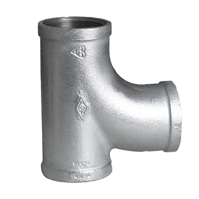 Square edge malleable cast iron 90 degree tee 131