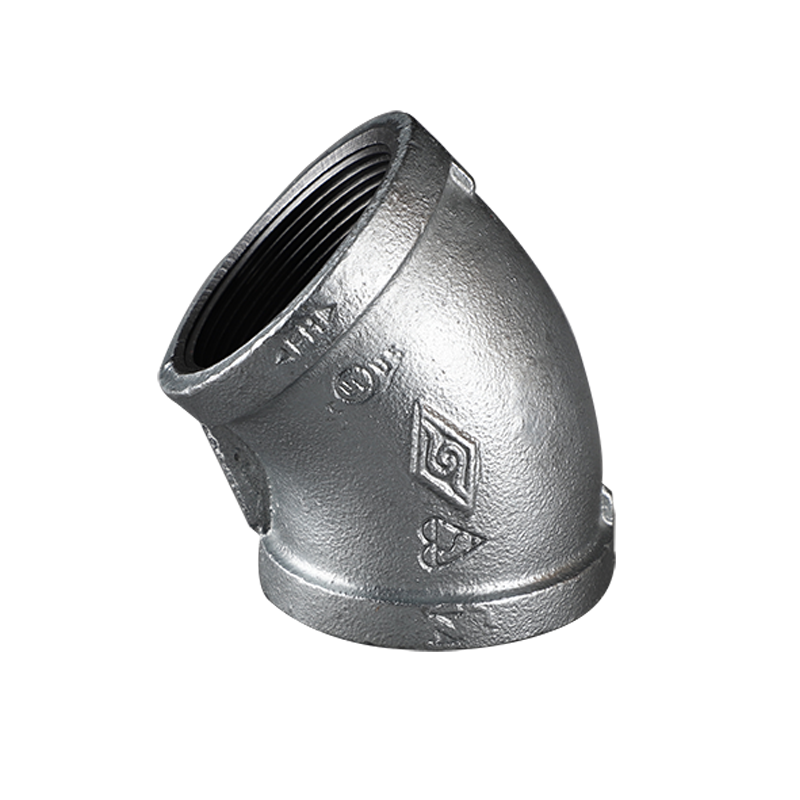 Square edge malleable cast iron 45 degree elbow 120