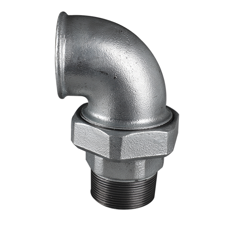 Square edge malleable cast iron conical seat inner thread elbow union 96