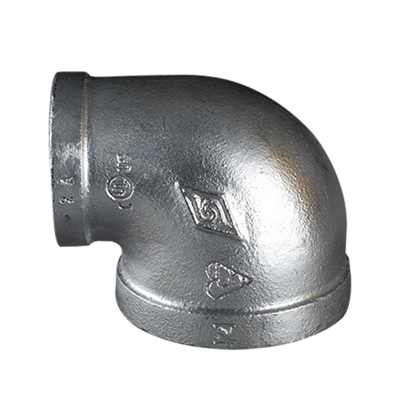 Square edge malleable cast iron 90 degree reducing elbow 90R
