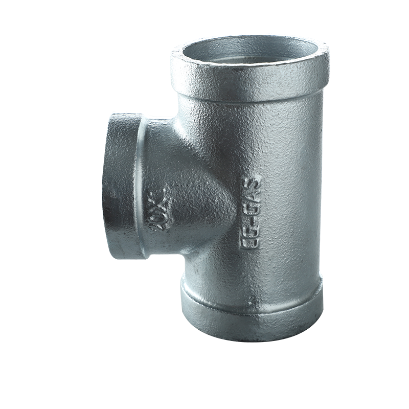 Wide edge malleable cast iron tee 130