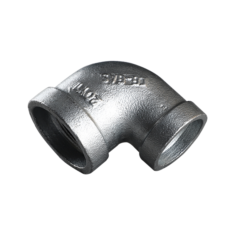 Wide edge malleable cast iron 90 degree reducing elbow 90R