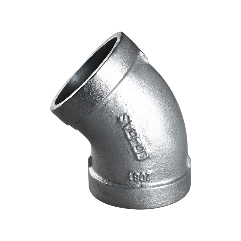 Wide-edge malleable cast iron 45-degree elbow 120