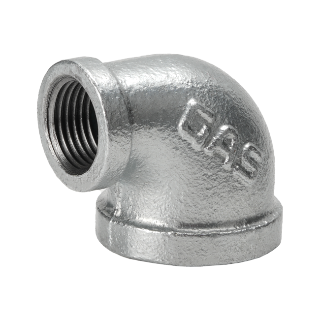 Gas malleable cast iron 90 degree reducing elbow 90R
