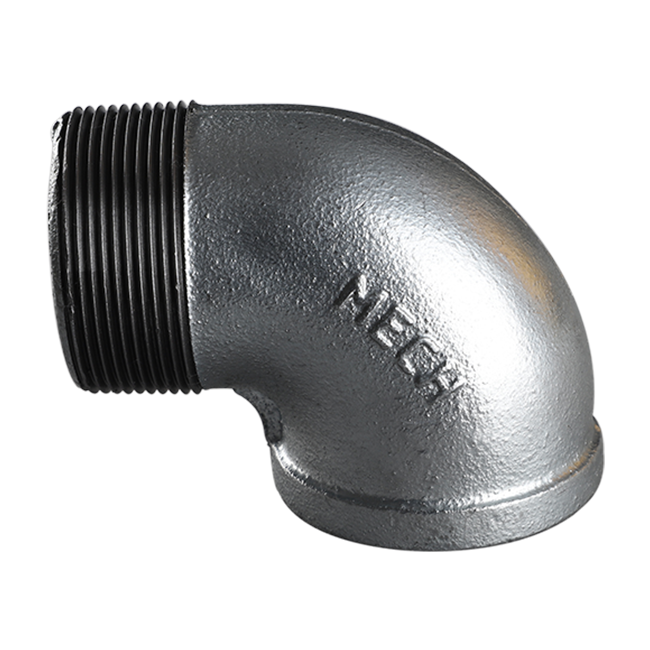 Square edge malleable cast iron 90 degree internal and external thread elbow 92