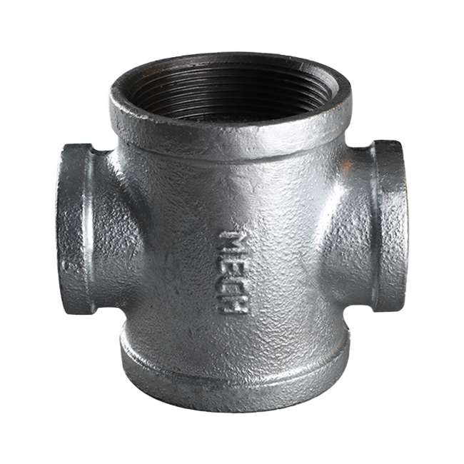 Square-edge malleable cast iron reducing cross 180R Square-edge malleable cast iron tee 130R
