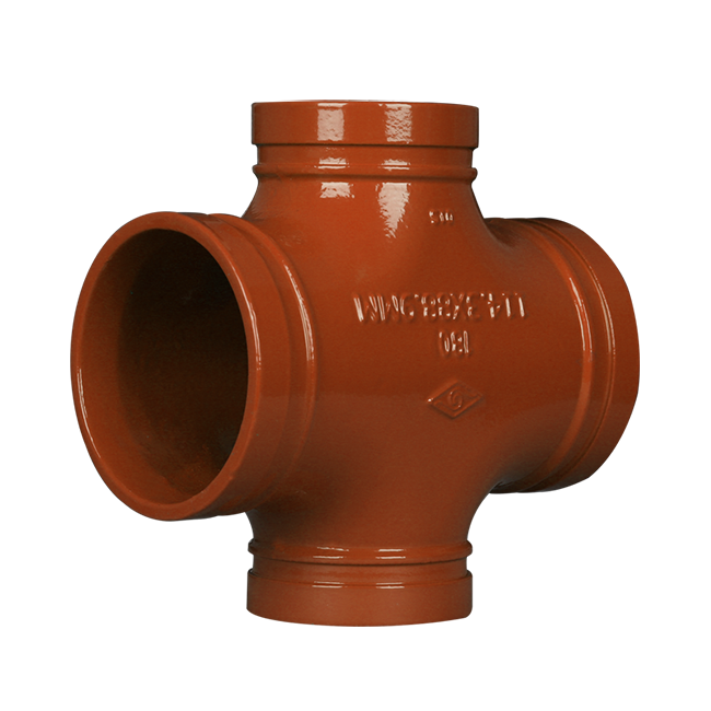 Grooved pipe standard groove reducing cross 180R