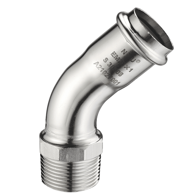 45 degree EM external thread elbow