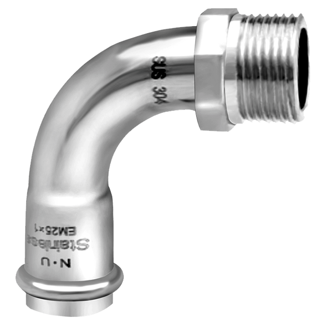90 degree EM external thread elbow