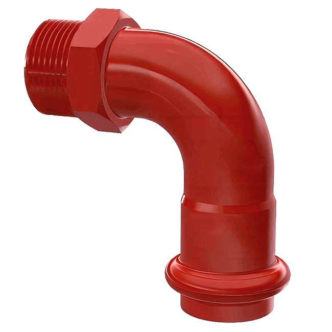 90 degree equal diameter external thread elbow