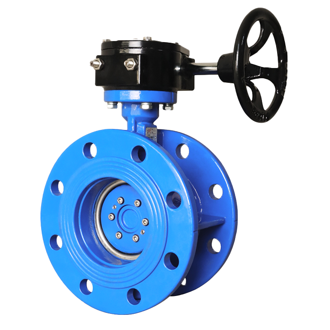 Flanged double eccentric soft seal butterfly valve