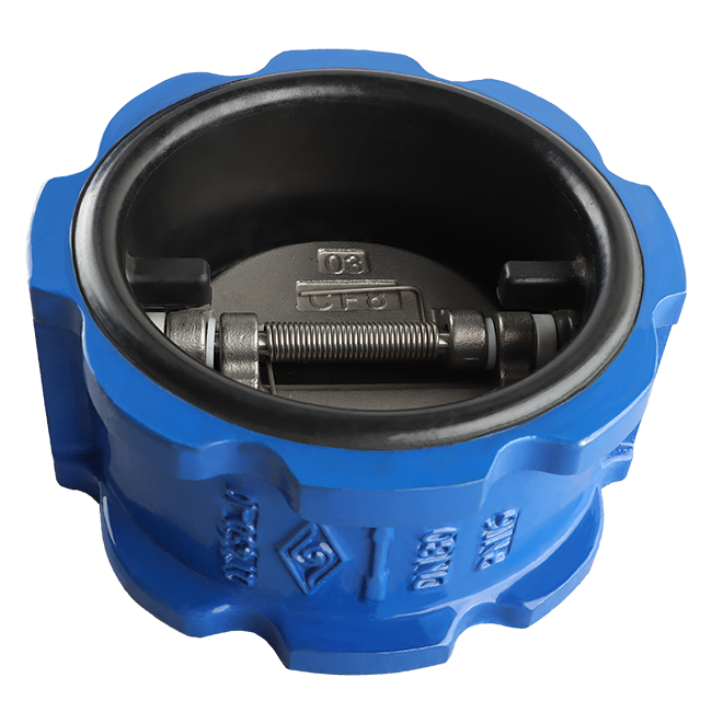 Fully lined rubber double flap wafer butterfly check valve