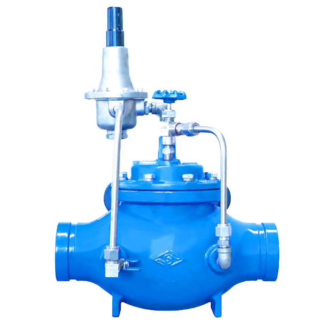 Groove single-chamber pressure reducing and stabilizing valve