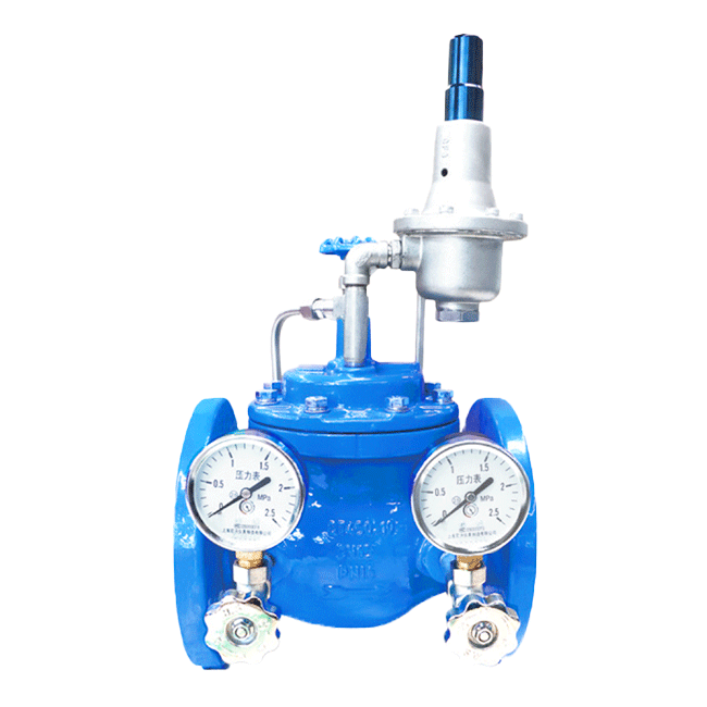 Flanged single-chamber pressure reducing and stabilizing valve